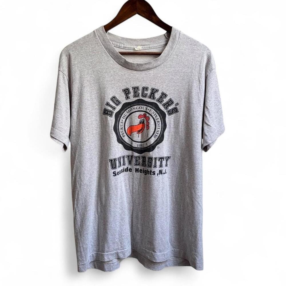 Vintage 80s Big Peckers University Tee Men’s XL Preppy Funny Animal School